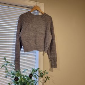 Free People Cropped Cotton Grey Sweater Size Small | P